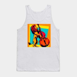 Lion rocking a stand up bass Tank Top